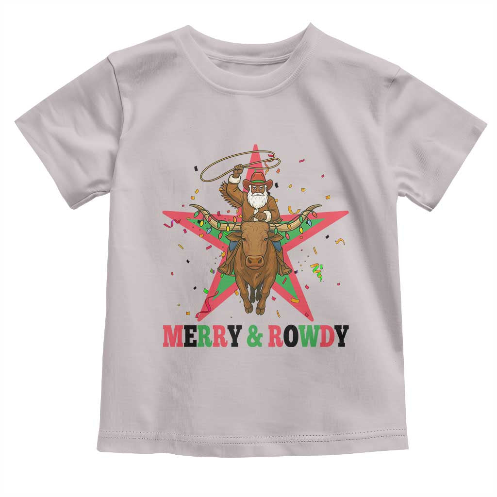 Merry And Rowdy Kwanzaa Santa Cowboy Christmas Gift Toddler T Shirt TS12 Ice Gray Print Your Wear