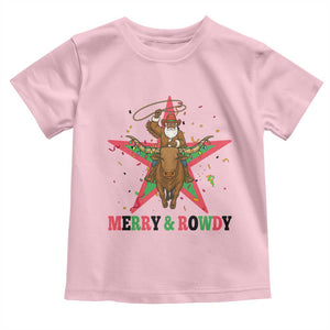 Merry And Rowdy Kwanzaa Santa Cowboy Christmas Gift Toddler T Shirt TS12 Light Pink Print Your Wear