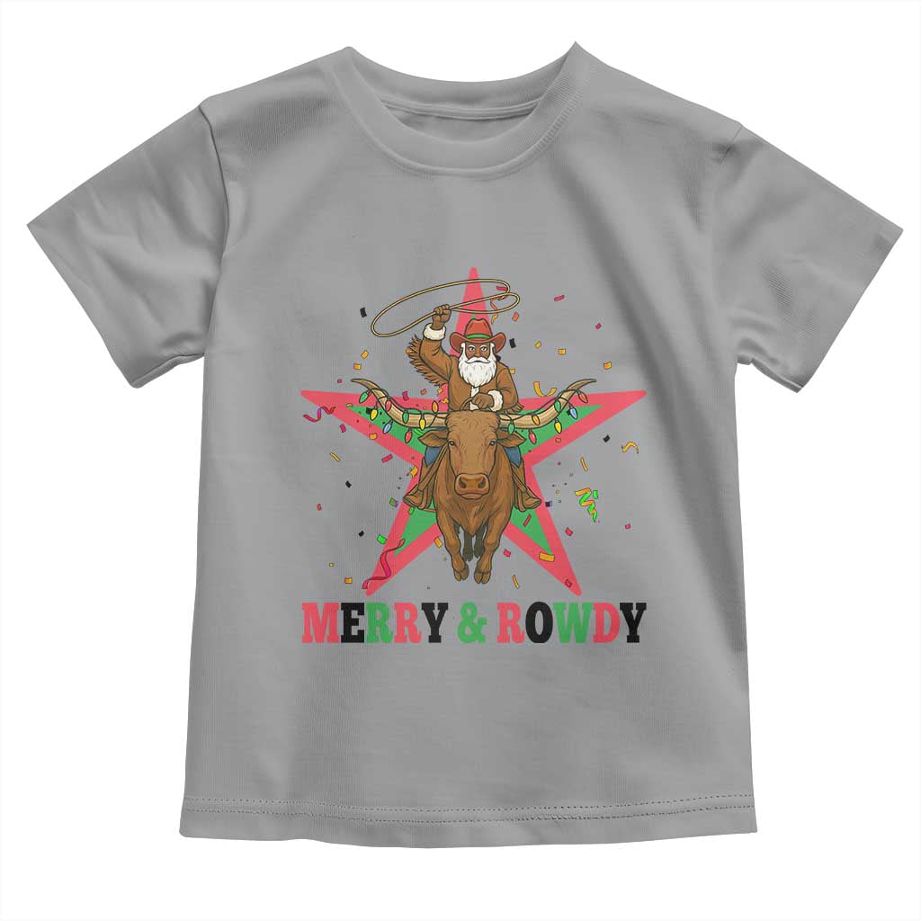 Merry And Rowdy Kwanzaa Santa Cowboy Christmas Gift Toddler T Shirt TS12 Sport Gray Print Your Wear