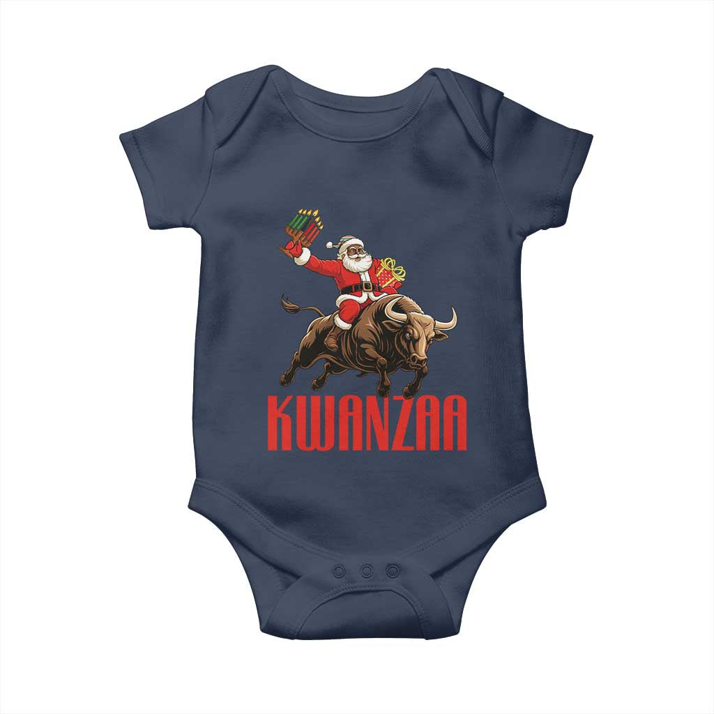 Happy Kwanzaa Baby Onesie Rodeo Black Santa African American Holiday Gift TS12 Navy Print Your Wear