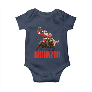 Happy Kwanzaa Baby Onesie Rodeo Black Santa African American Holiday Gift TS12 Navy Print Your Wear