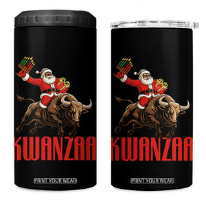 Happy Kwanzaa 4 in 1 Can Cooler Tumbler Rodeo Black Santa African American Holiday Gift TS12 One Size: 16 oz Black Print Your Wear