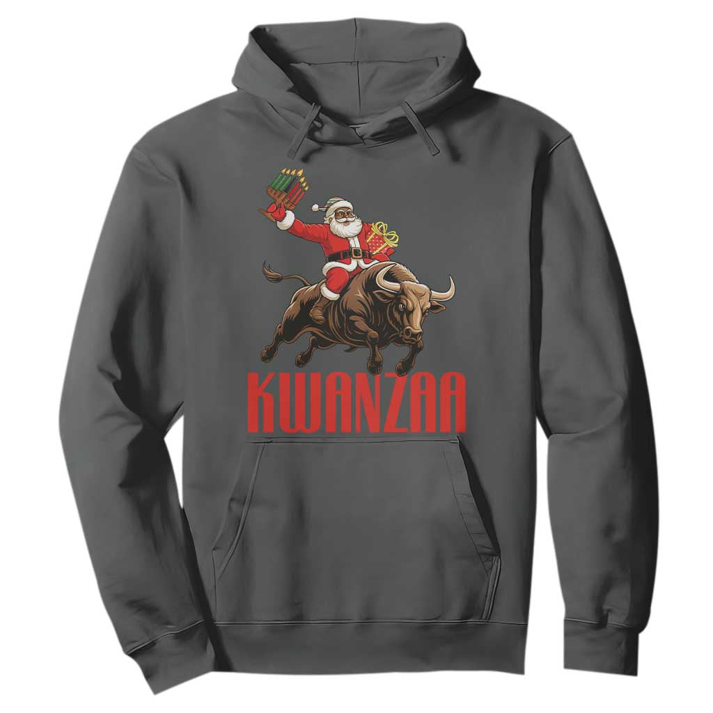 Happy Kwanzaa Hoodie Rodeo Black Santa African American Holiday Gift TS12 Dark Heather Print Your Wear
