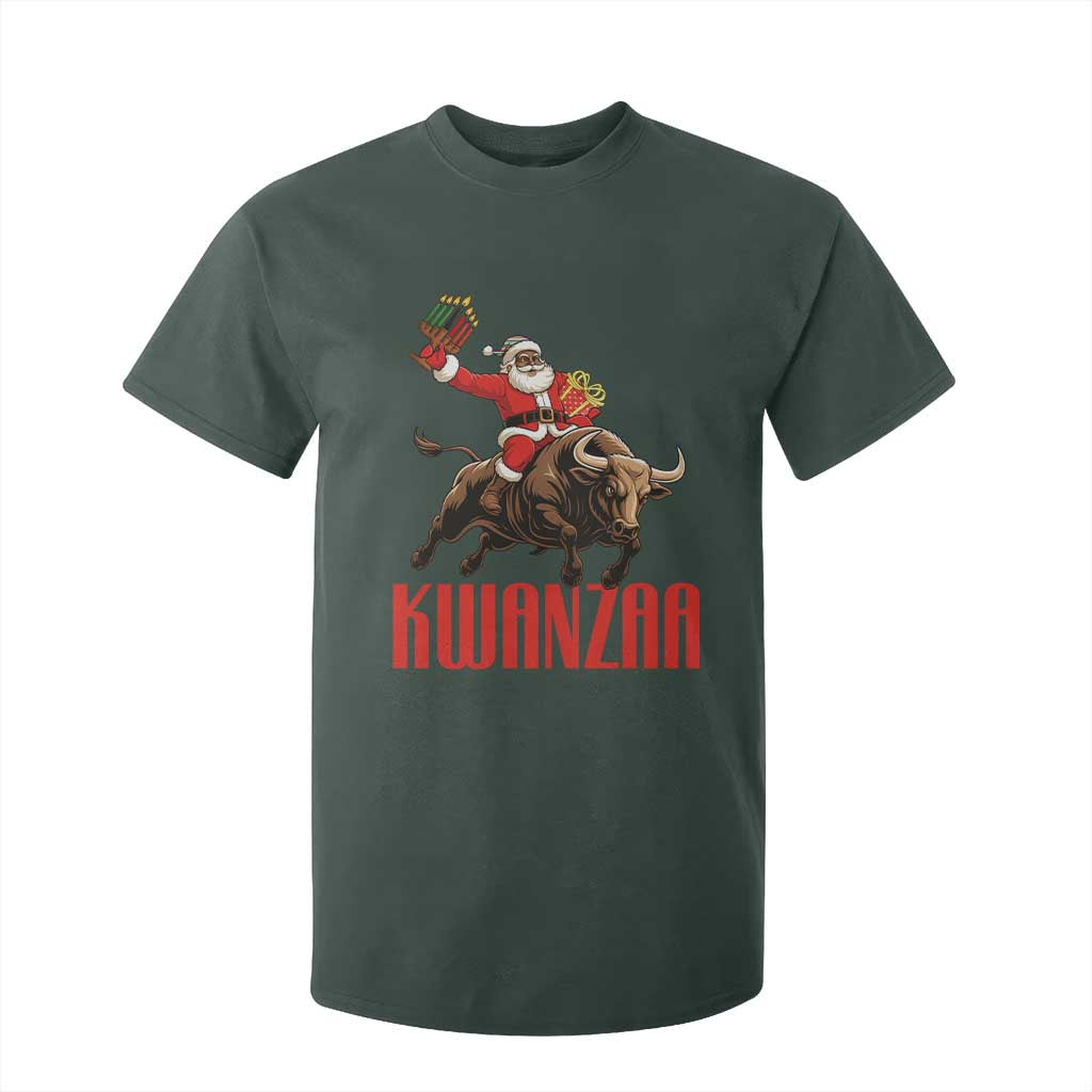 Happy Kwanzaa T Shirt For Kid Rodeo Black Santa African American Holiday Gift TS12 Dark Forest Green Print Your Wear