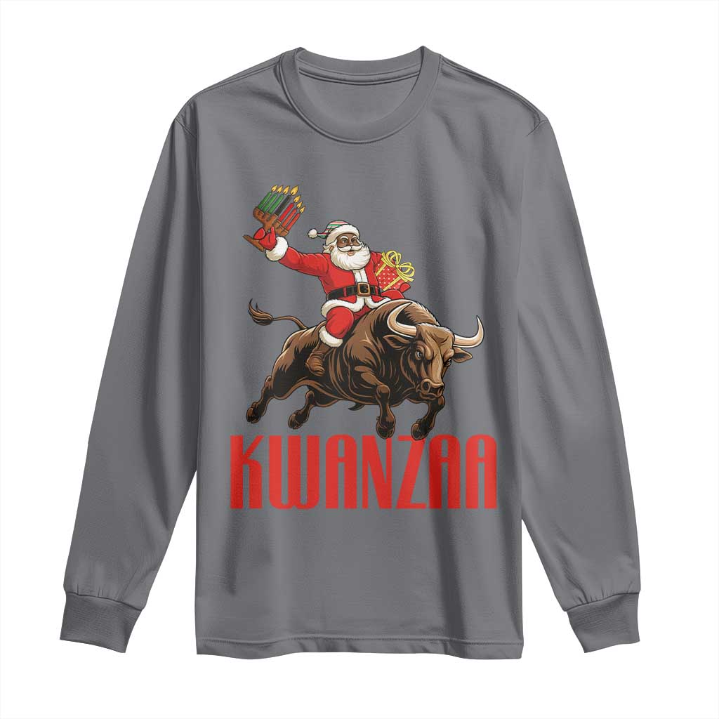 Happy Kwanzaa Long Sleeve Shirt Rodeo Black Santa African American Holiday Gift TS12 Charcoal Print Your Wear