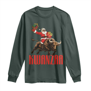 Happy Kwanzaa Long Sleeve Shirt Rodeo Black Santa African American Holiday Gift TS12 Dark Forest Green Print Your Wear
