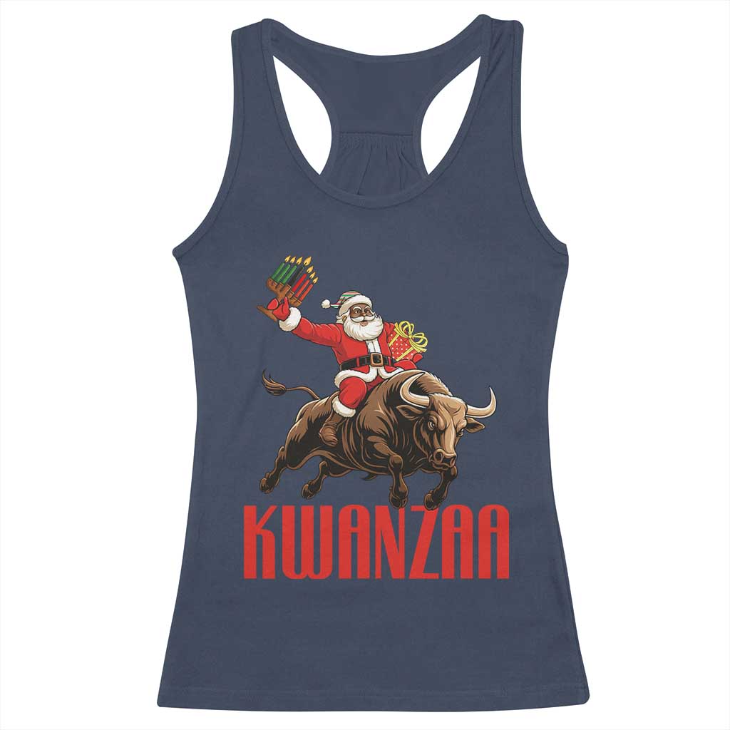 Happy Kwanzaa Racerback Tank Top Rodeo Black Santa African American Holiday Gift TS12 Navy Print Your Wear