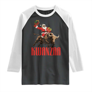 Happy Kwanzaa Raglan Shirt Rodeo Black Santa African American Holiday Gift TS12 Black White Print Your Wear