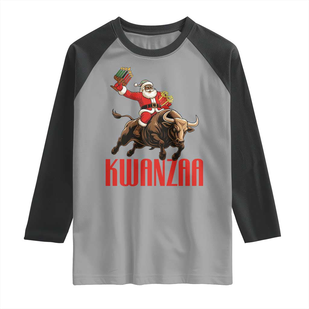 Happy Kwanzaa Raglan Shirt Rodeo Black Santa African American Holiday Gift TS12 Sport Gray Black Print Your Wear