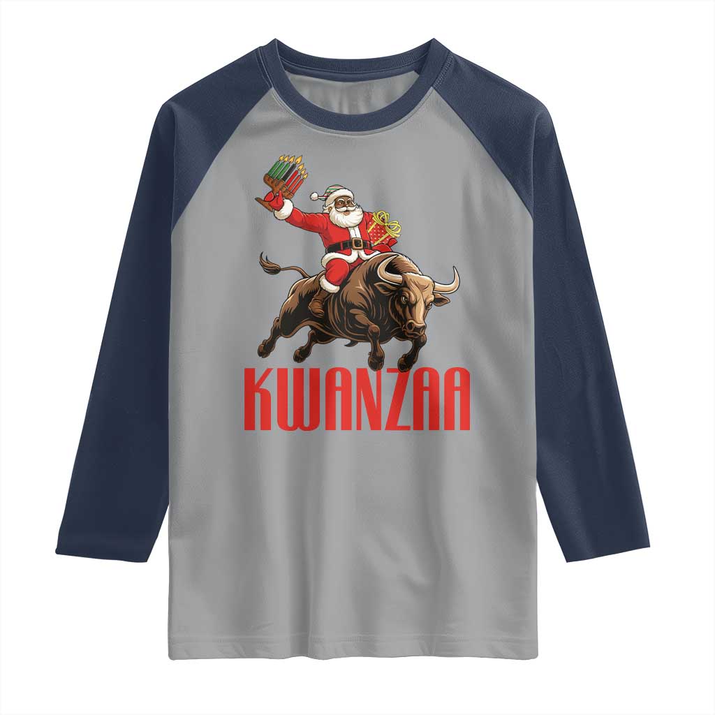 Happy Kwanzaa Raglan Shirt Rodeo Black Santa African American Holiday Gift TS12 Sport Gray Navy Print Your Wear