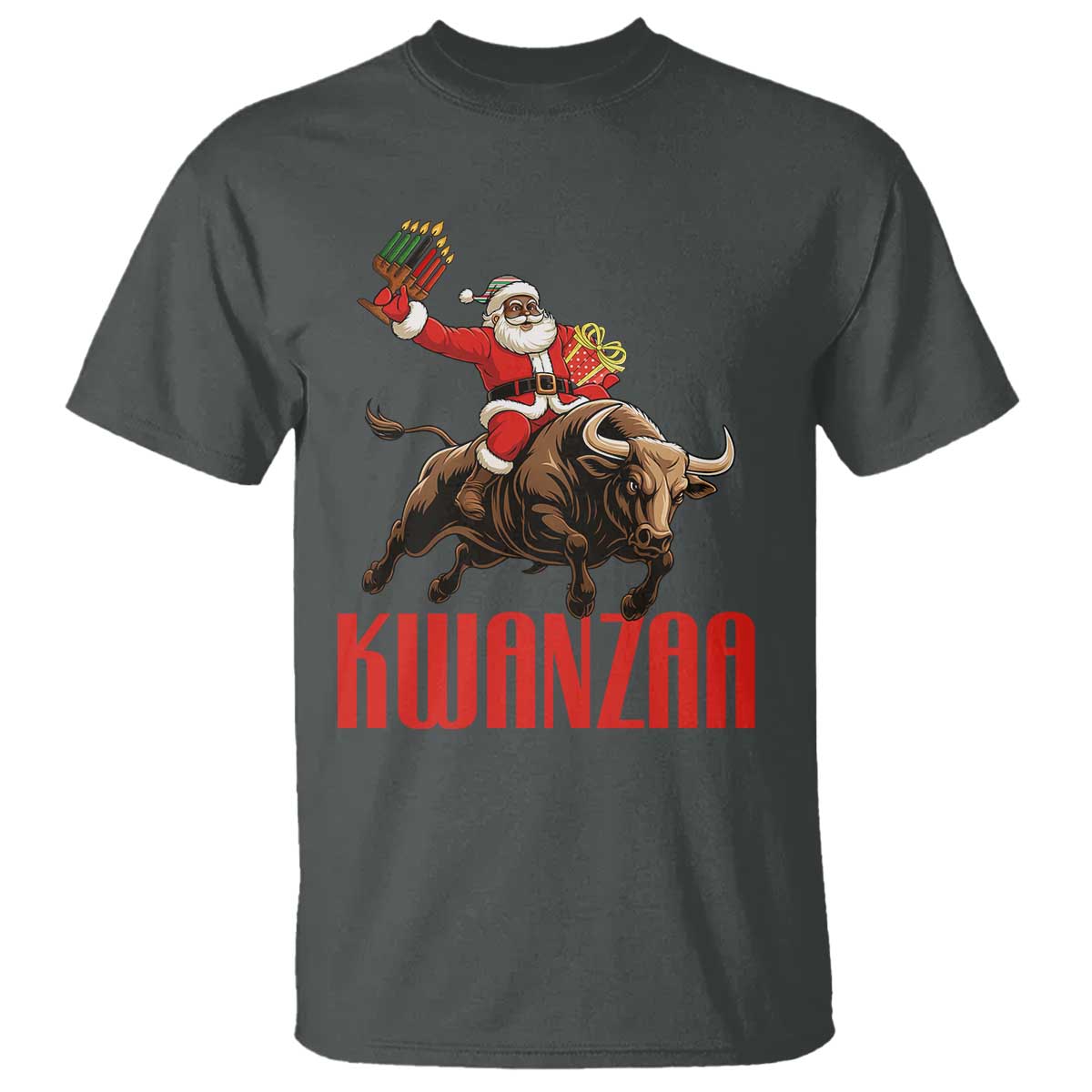 Happy Kwanzaa T Shirt Rodeo Black Santa African American Holiday Gift TS12 Dark Heather Print Your Wear