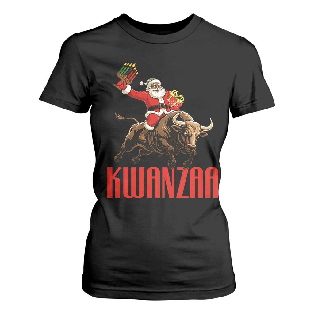 Happy Kwanzaa T Shirt For Women Rodeo Black Santa African American Holiday Gift TS12 Black Print Your Wear