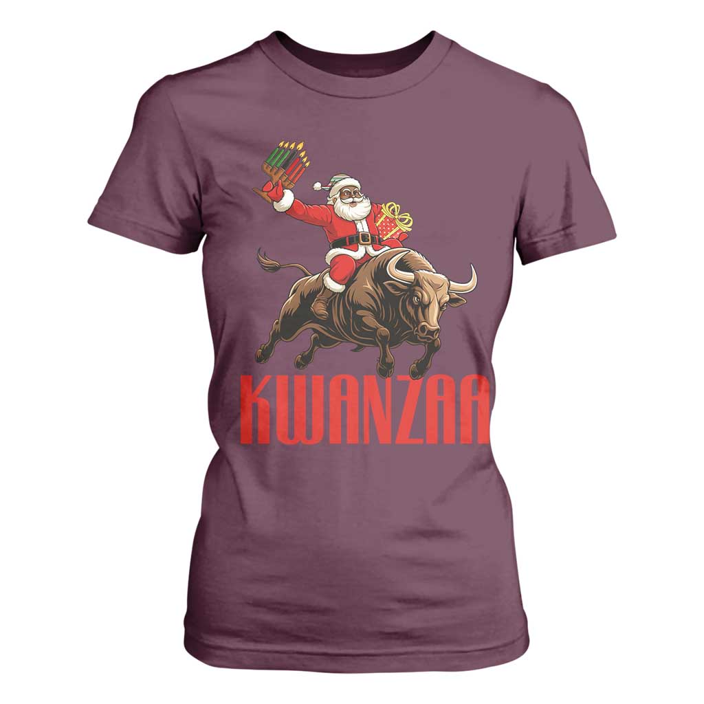 Happy Kwanzaa T Shirt For Women Rodeo Black Santa African American Holiday Gift TS12 Maroon Print Your Wear