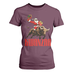 Happy Kwanzaa T Shirt For Women Rodeo Black Santa African American Holiday Gift TS12 Maroon Print Your Wear