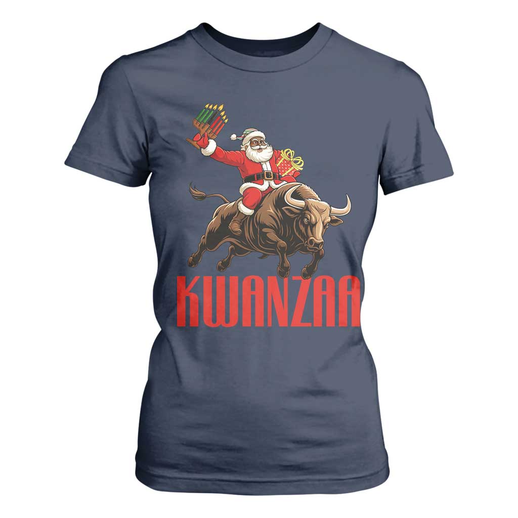 Happy Kwanzaa T Shirt For Women Rodeo Black Santa African American Holiday Gift TS12 Navy Print Your Wear
