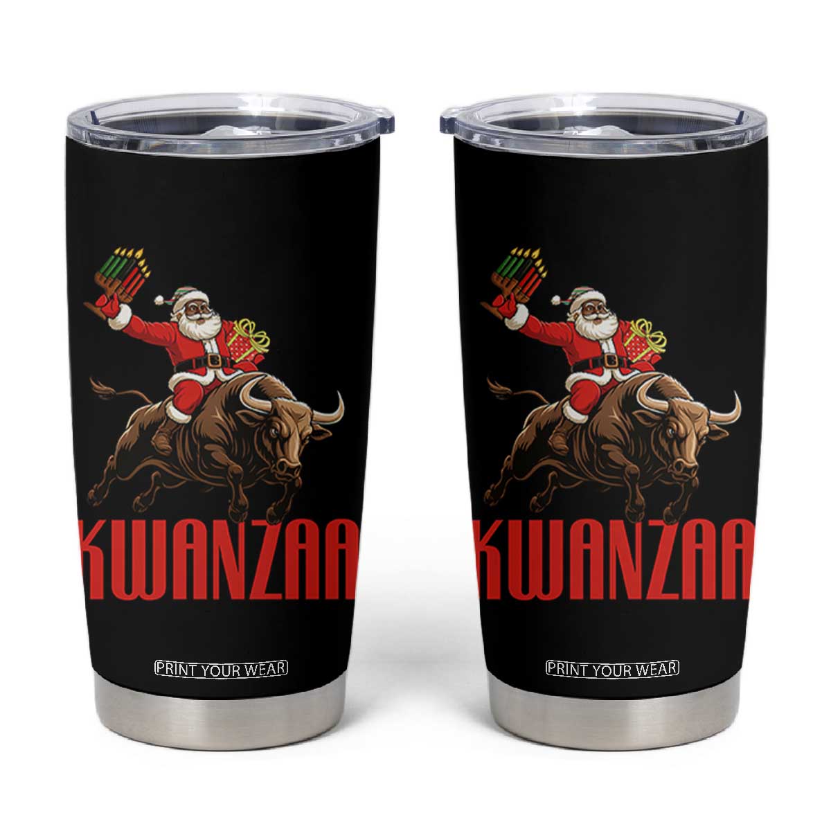 Happy Kwanzaa Tumbler Cup Rodeo Black Santa African American Holiday Gift TS12 Black Print Your Wear