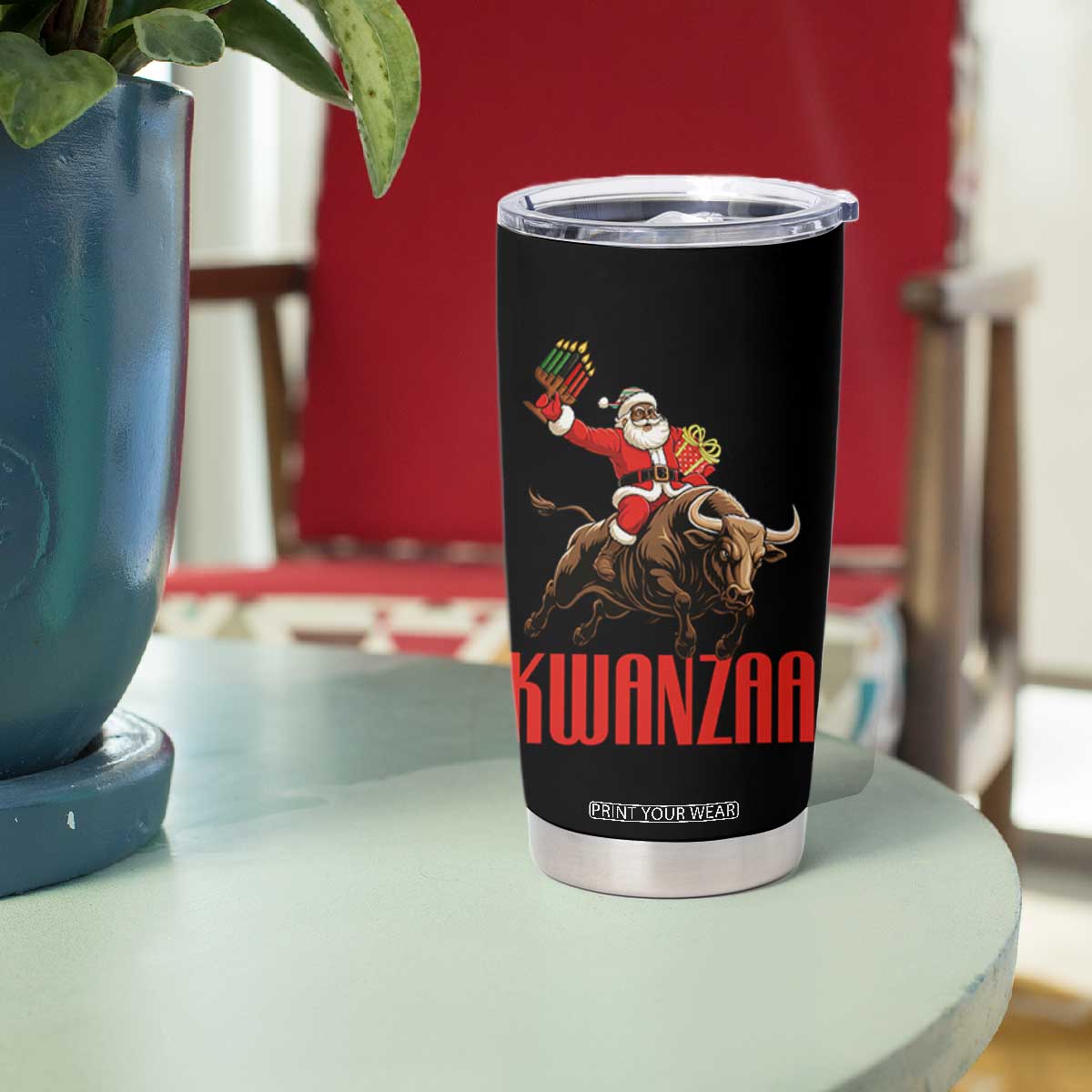 Happy Kwanzaa Tumbler Cup Rodeo Black Santa African American Holiday Gift TS12 Print Your Wear