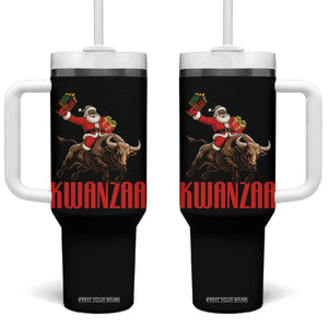 Happy Kwanzaa Tumbler With Handle Rodeo Black Santa African American Holiday Gift TS12 One Size: 40 oz Black Print Your Wear
