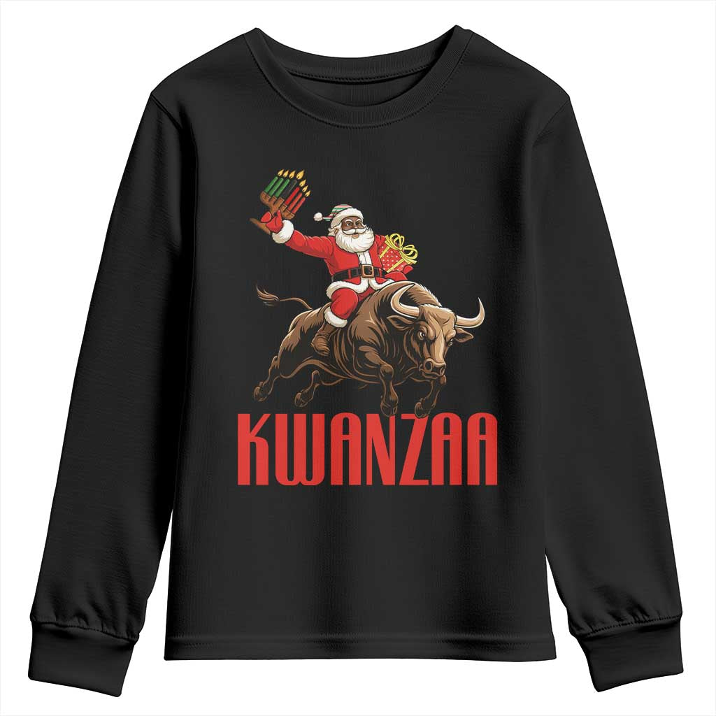 Happy Kwanzaa Youth Sweatshirt Rodeo Black Santa African American Holiday Gift TS12 Black Print Your Wear