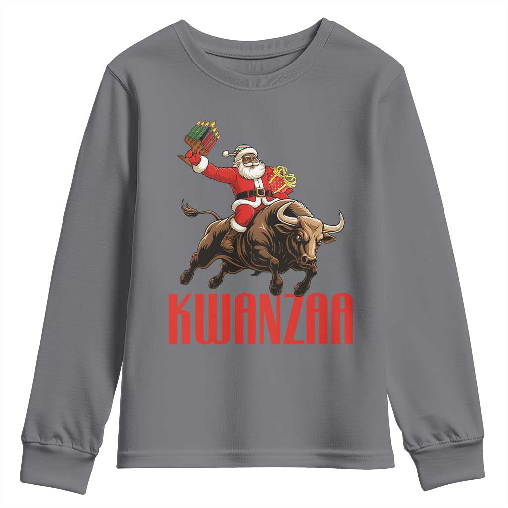 Happy Kwanzaa Youth Sweatshirt Rodeo Black Santa African American Holiday Gift TS12 Charcoal Print Your Wear