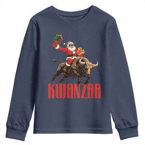 Happy Kwanzaa Youth Sweatshirt Rodeo Black Santa African American Holiday Gift TS12 Navy Print Your Wear