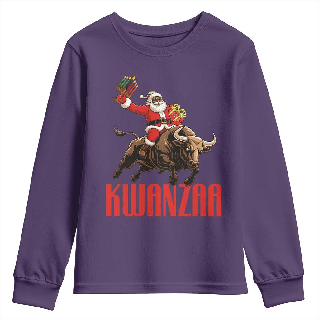 Happy Kwanzaa Youth Sweatshirt Rodeo Black Santa African American Holiday Gift TS12 Purple Print Your Wear
