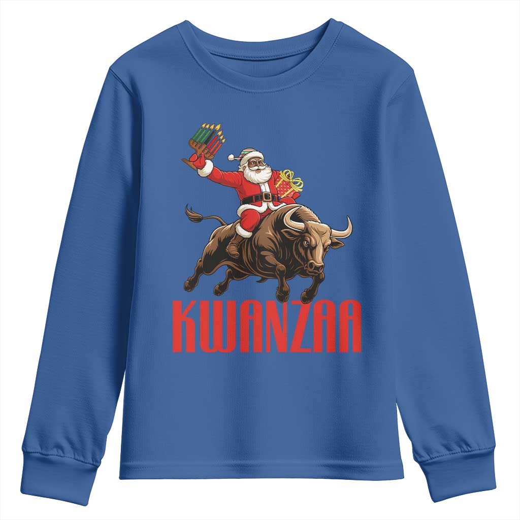 Happy Kwanzaa Youth Sweatshirt Rodeo Black Santa African American Holiday Gift TS12 Royal Blue Print Your Wear