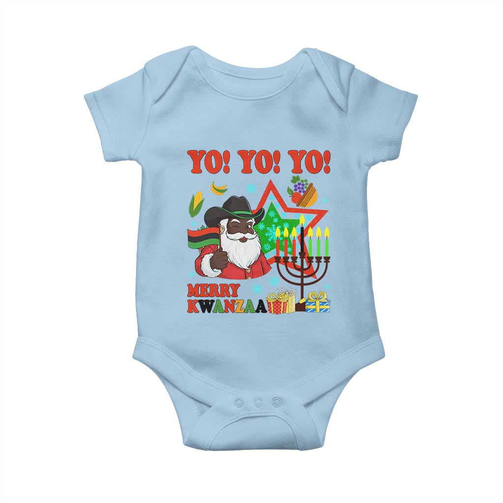 Merry Kwanzaa Black Santa Cowboy Baby Onesie African Heritage Celebration Gift TS12 Light Blue Print Your Wear