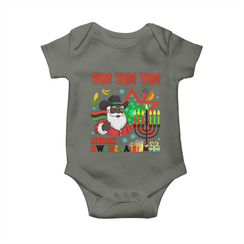 Merry Kwanzaa Black Santa Cowboy Baby Onesie African Heritage Celebration Gift TS12 Military Green Print Your Wear