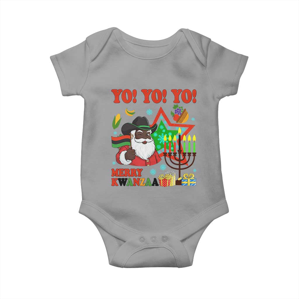 Merry Kwanzaa Black Santa Cowboy Baby Onesie African Heritage Celebration Gift TS12 Sport Gray Print Your Wear