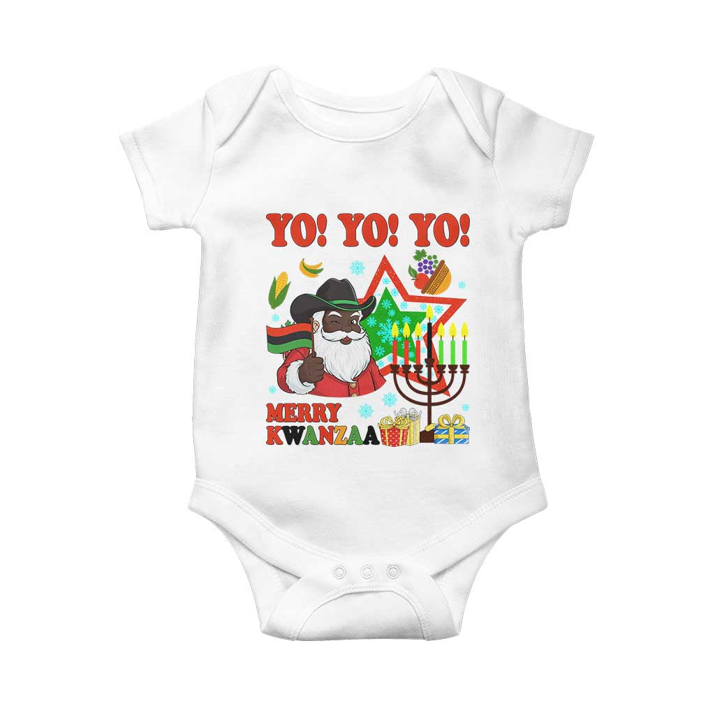 Merry Kwanzaa Black Santa Cowboy Baby Onesie African Heritage Celebration Gift - Print Your Wear