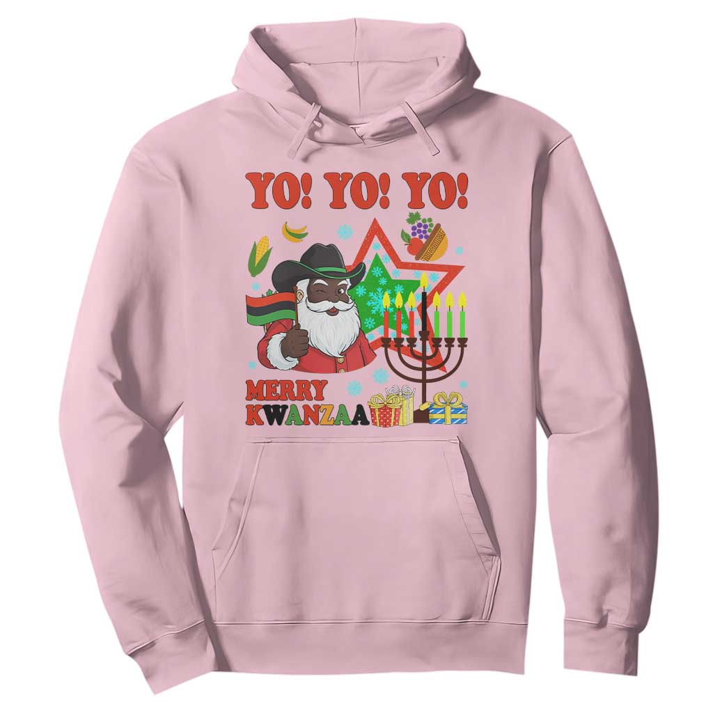 Merry Kwanzaa Black Santa Cowboy Hoodie African Heritage Celebration Gift TS12 Light Pink Print Your Wear