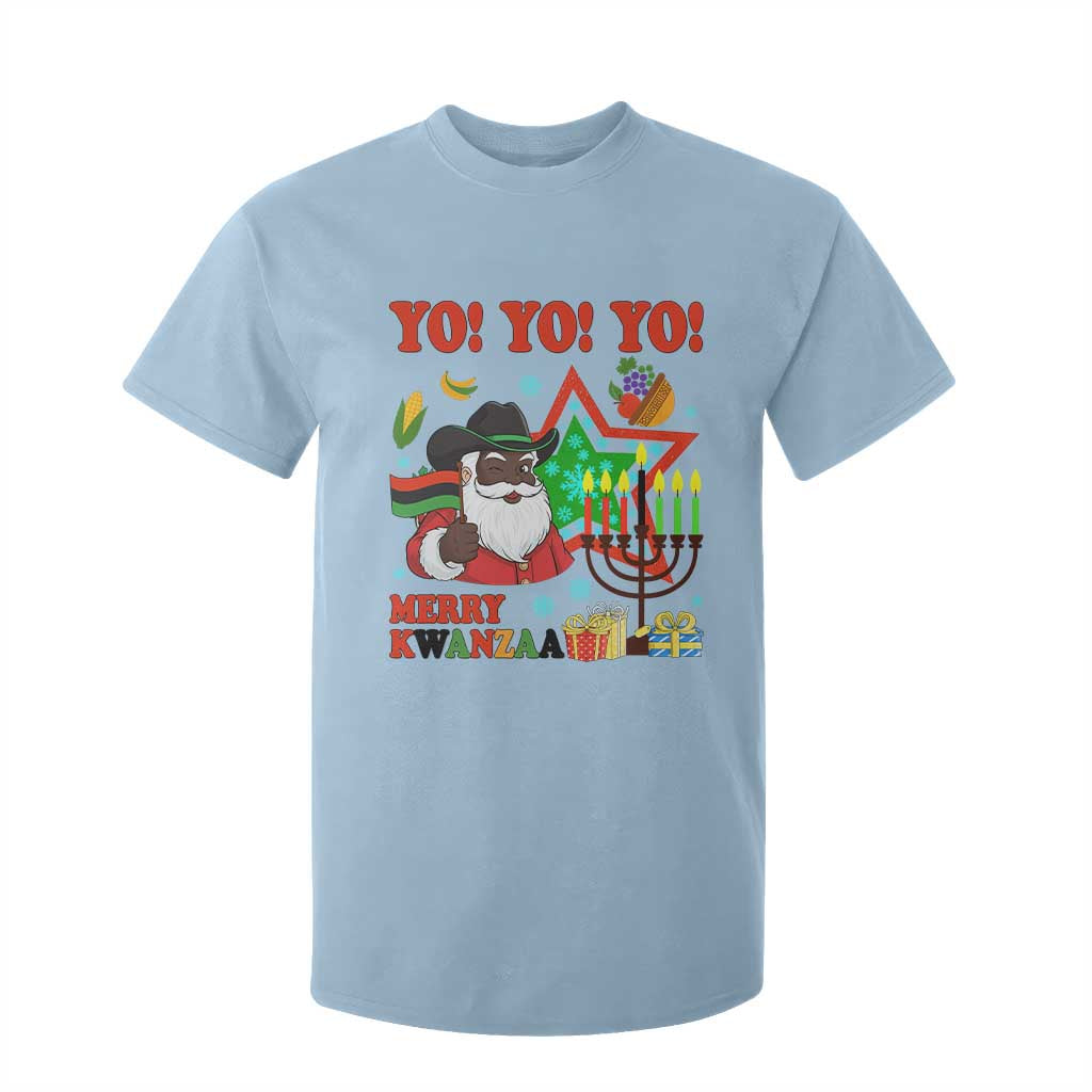 Merry Kwanzaa Black Santa Cowboy T Shirt For Kid African Heritage Celebration Gift TS12 Light Blue Print Your Wear
