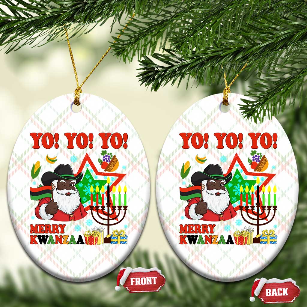 Merry Kwanzaa Black Santa Cowboy Ceramic Ornament African Heritage Celebration Gift TS12 Print Your Wear