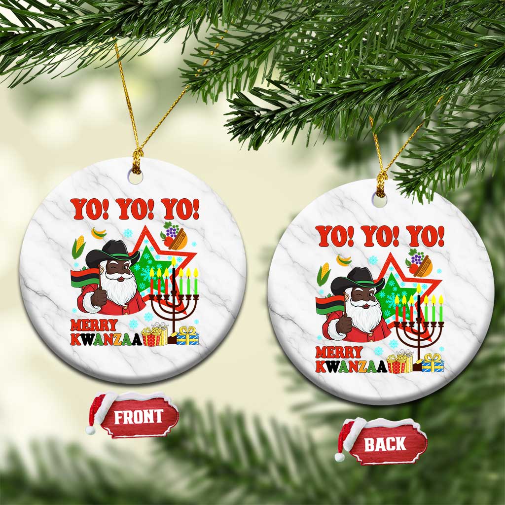 Merry Kwanzaa Black Santa Cowboy Ceramic Ornament African Heritage Celebration Gift TS12 1pc White Marble Print Your Wear