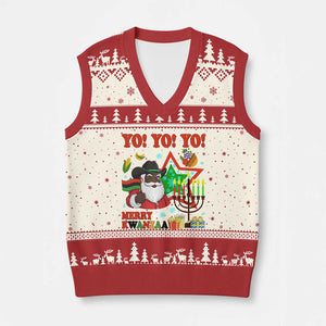 Merry Kwanzaa Black Santa Cowboy V-Neck Knit Sweater Vest African Heritage Celebration Gift TS12 Beige Red Print Your Wear