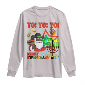 Merry Kwanzaa Black Santa Cowboy Long Sleeve Shirt African Heritage Celebration Gift TS12 Ice Gray Print Your Wear
