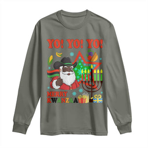 Merry Kwanzaa Black Santa Cowboy Long Sleeve Shirt African Heritage Celebration Gift TS12 Military Green Print Your Wear