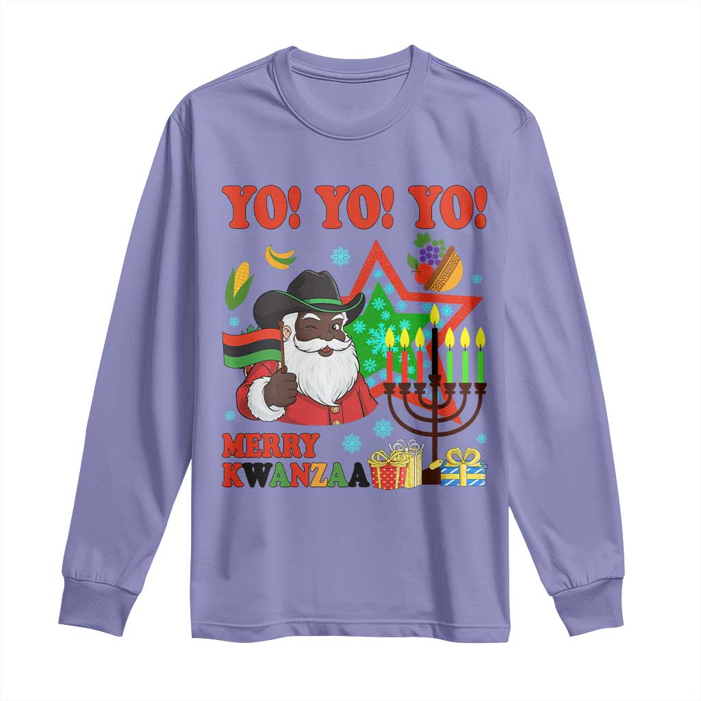 Merry Kwanzaa Black Santa Cowboy Long Sleeve Shirt African Heritage Celebration Gift TS12 Violet Print Your Wear