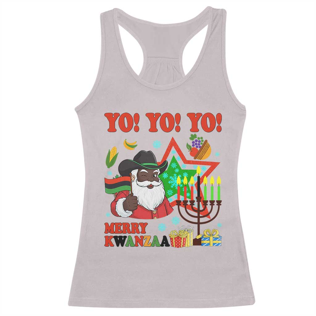 Merry Kwanzaa Black Santa Cowboy Racerback Tank Top African Heritage Celebration Gift TS12 Ice Gray Print Your Wear