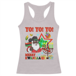 Merry Kwanzaa Black Santa Cowboy Racerback Tank Top African Heritage Celebration Gift TS12 Ice Gray Print Your Wear