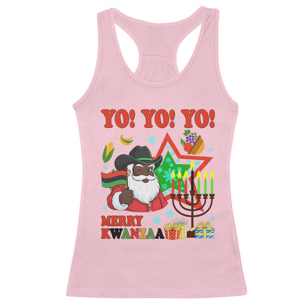 Merry Kwanzaa Black Santa Cowboy Racerback Tank Top African Heritage Celebration Gift TS12 Light Pink Print Your Wear