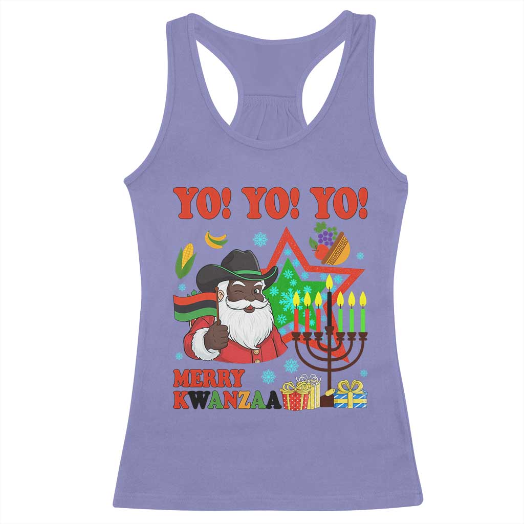 Merry Kwanzaa Black Santa Cowboy Racerback Tank Top African Heritage Celebration Gift TS12 Violet Print Your Wear