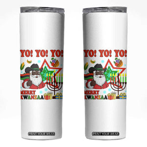 Merry Kwanzaa Black Santa Cowboy Skinny Tumbler African Heritage Celebration Gift TS12 White Print Your Wear