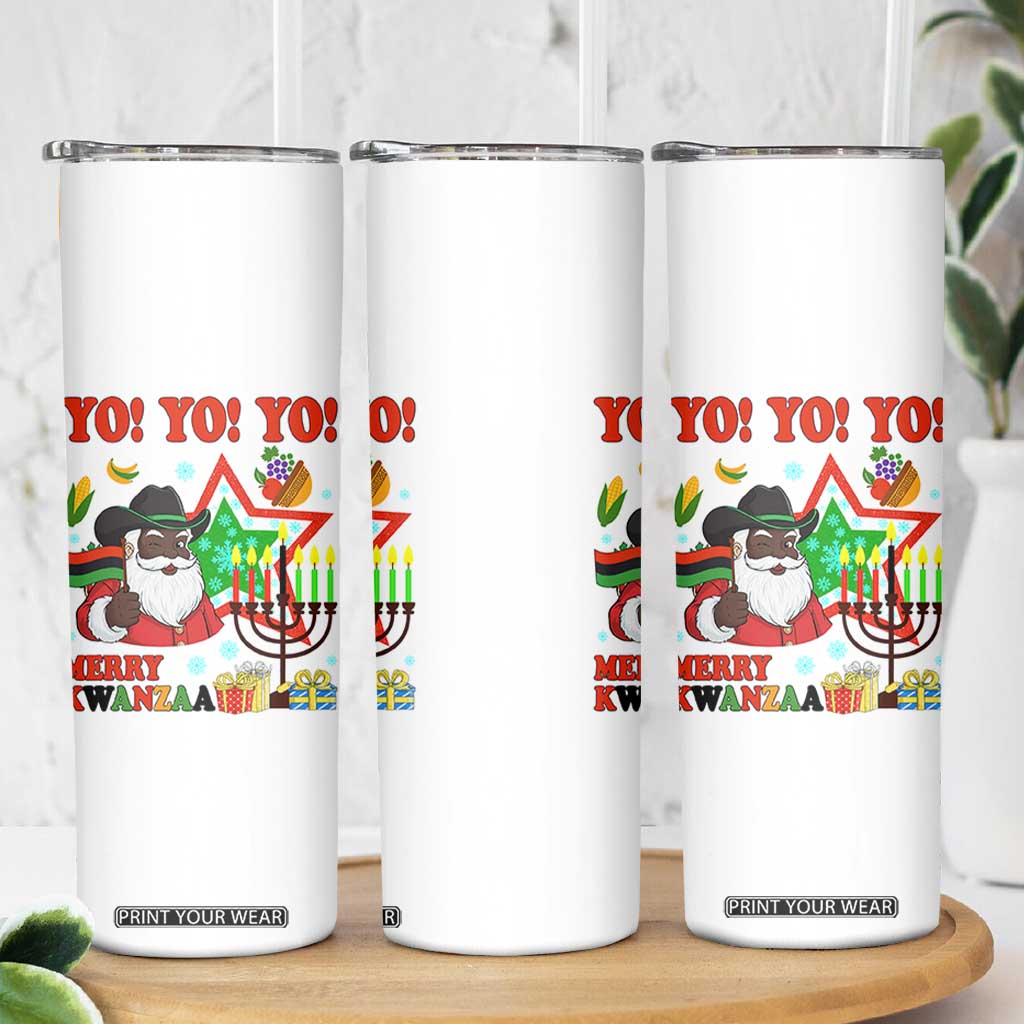 Merry Kwanzaa Black Santa Cowboy Skinny Tumbler African Heritage Celebration Gift TS12 Print Your Wear