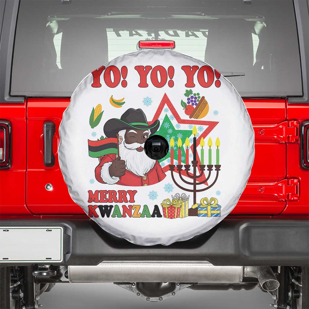 Merry Kwanzaa Black Santa Cowboy Spare Tire Cover African Heritage Celebration Gift TS12 White Print Your Wear