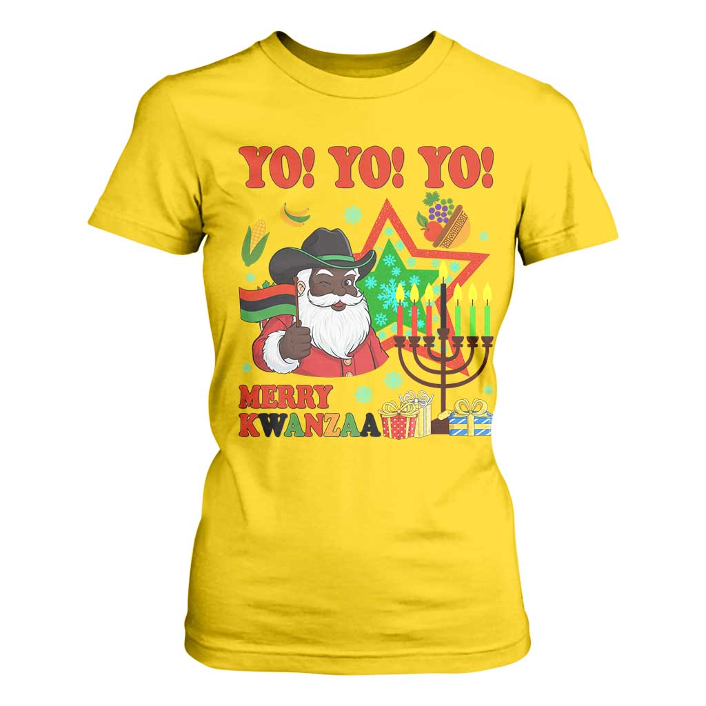 Merry Kwanzaa Black Santa Cowboy T Shirt For Women African Heritage Celebration Gift - Print Your Wear