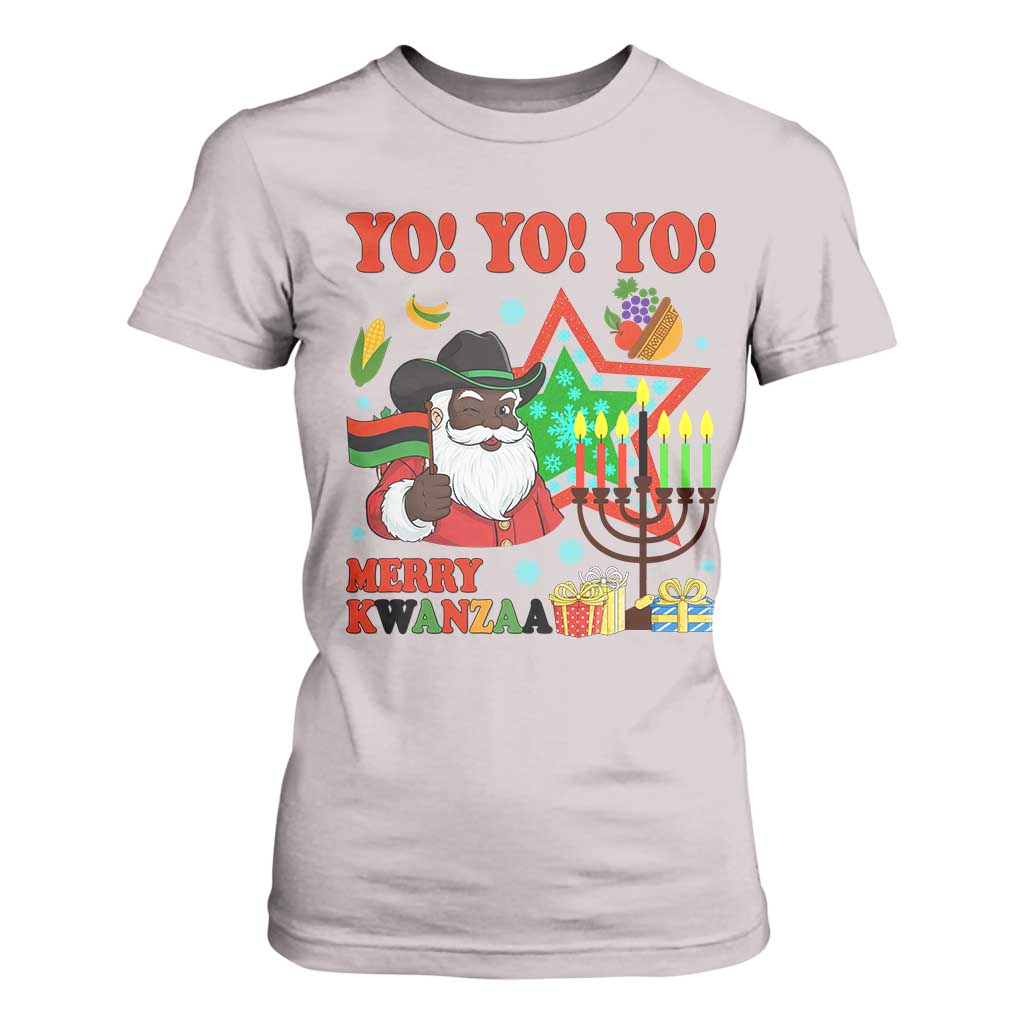 Merry Kwanzaa Black Santa Cowboy T Shirt For Women African Heritage Celebration Gift TS12 Ice Gray Print Your Wear