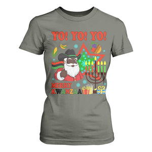 Merry Kwanzaa Black Santa Cowboy T Shirt For Women African Heritage Celebration Gift TS12 Military Green Print Your Wear