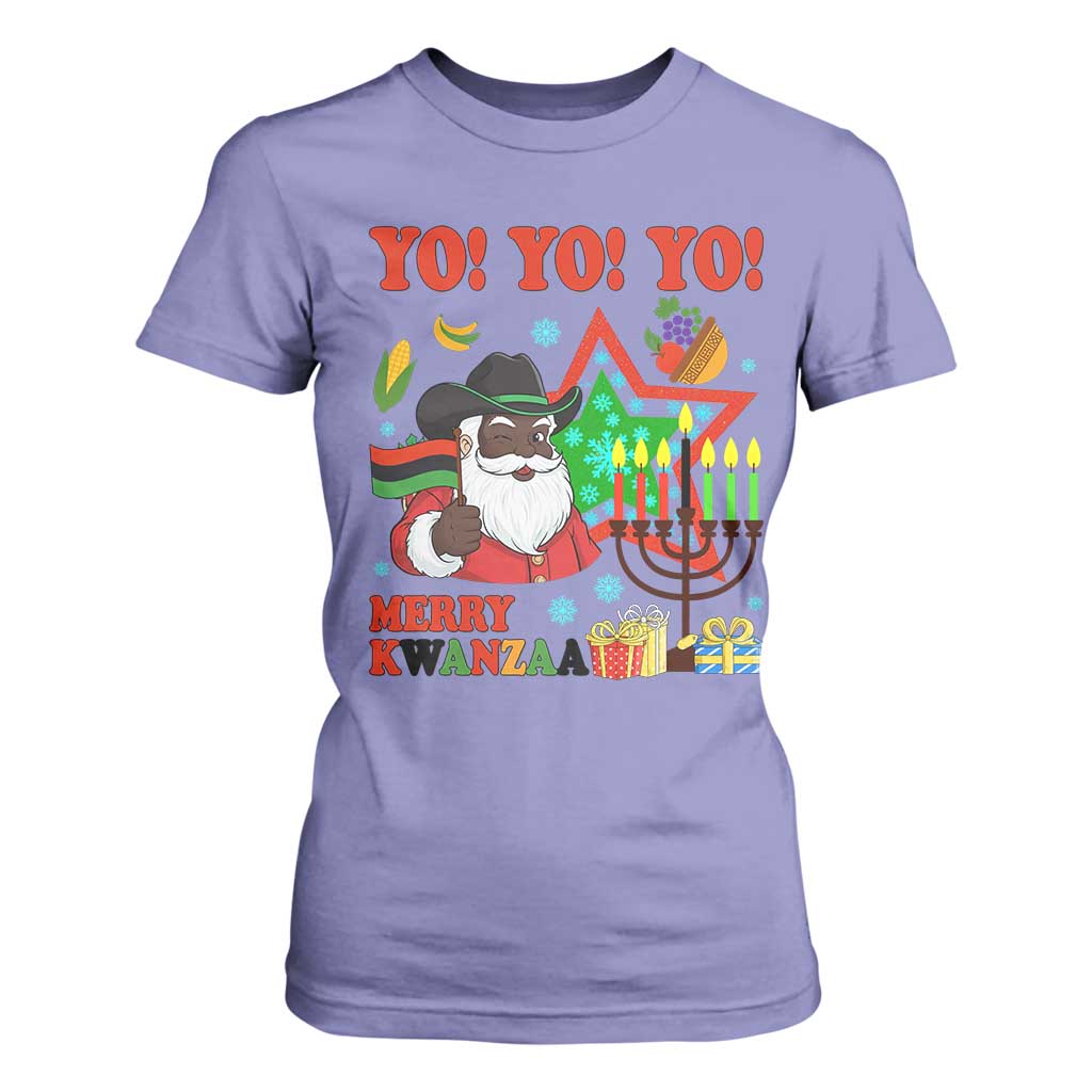 Merry Kwanzaa Black Santa Cowboy T Shirt For Women African Heritage Celebration Gift TS12 Violet Print Your Wear